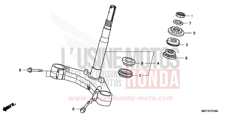 TIGE DE DIRECTION de SILVER WING SWORD SILVER METALLIC (NHA95) de 2011
